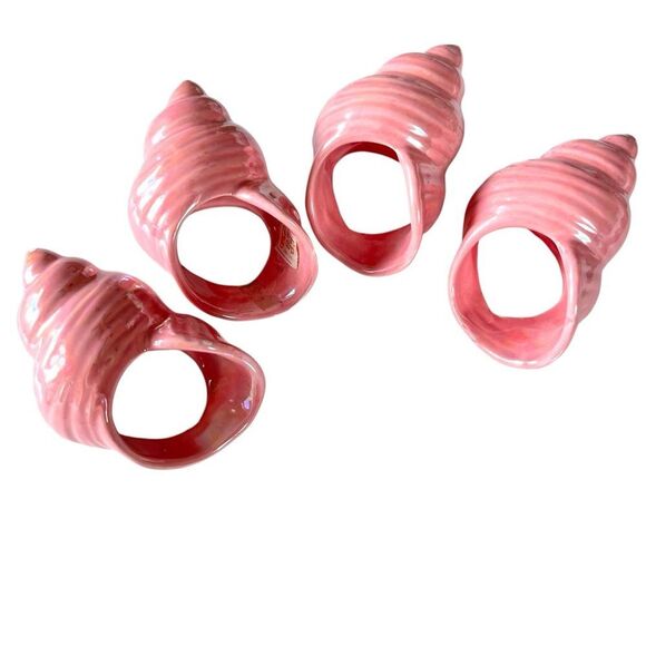 Set of Four Pink Ceramic Seashell Napkin Holders - Picture 2 of 5